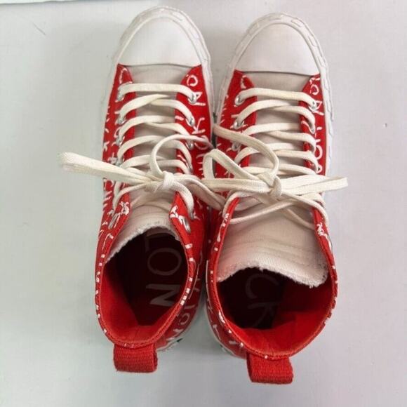 Converse Sneakers Unisex M 8.5 W 10.5 Red White High Top Not A Chuck Embroidered - Picture 13 of 16